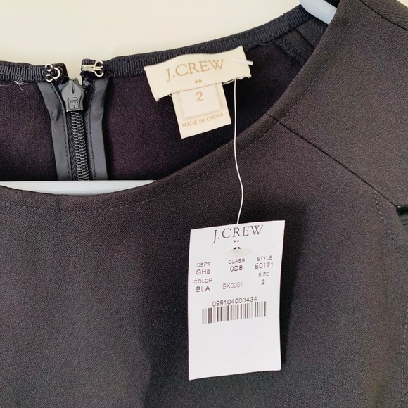 NWT JCrew Black Shoulder Slit Dress Size 2 - Picture 4 of 4